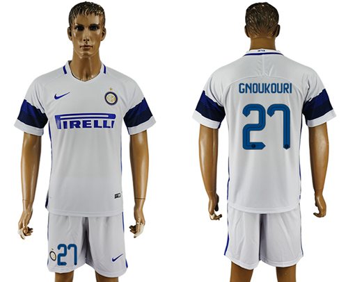 Inter Milan #27 Gnoukouri White Away Soccer Club Jersey - Click Image to Close